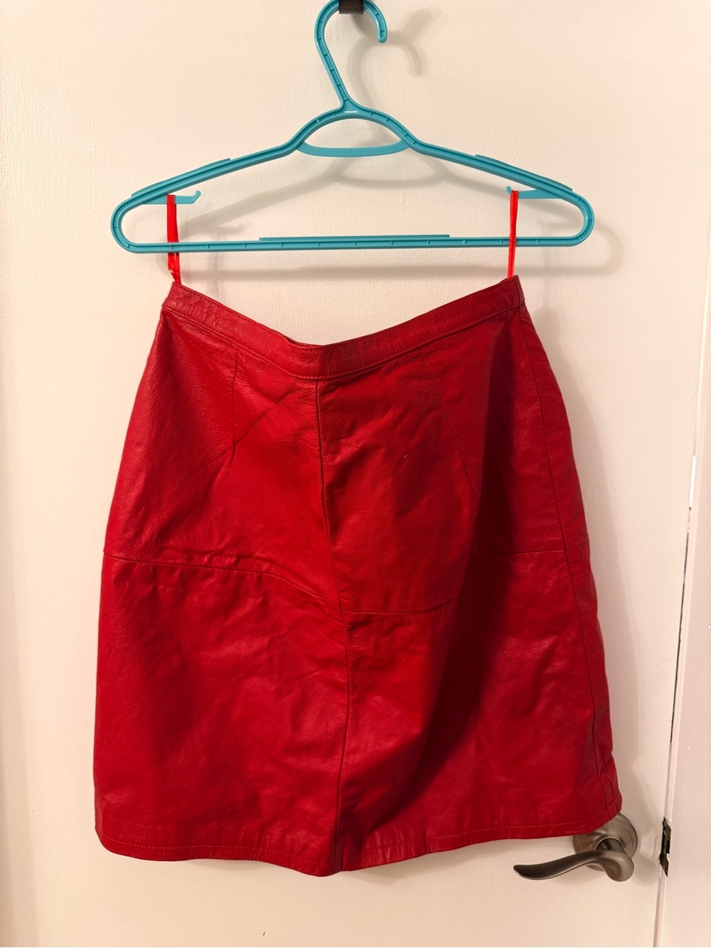 Women’s Red Leather A-Line Skirt